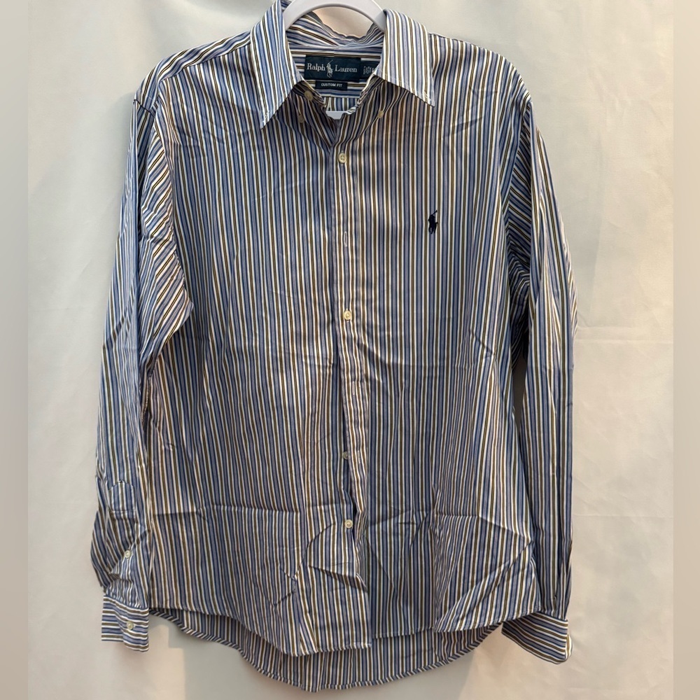 Ralph Lauren Men’s Long Sleeve Button Down Shirt Blue/White/Yellow L